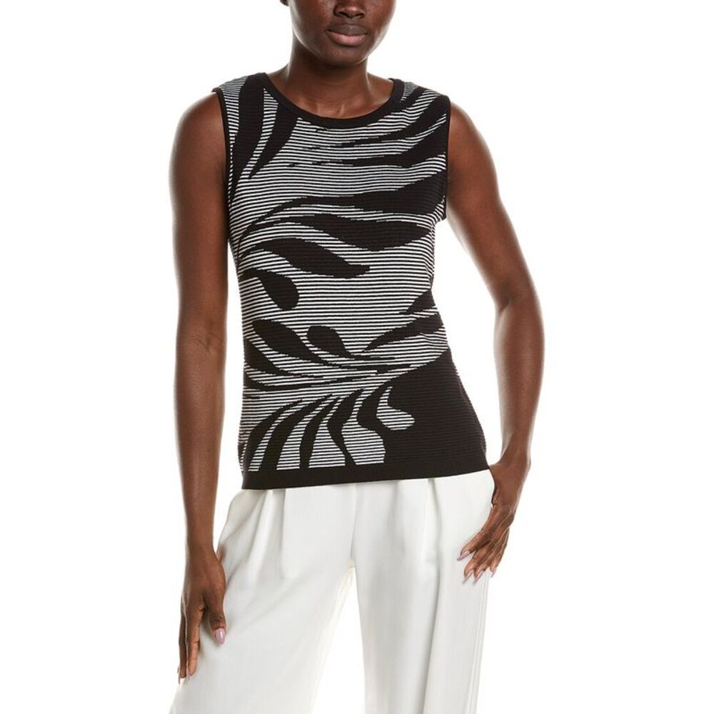 Anne Klein Womens  Floral Sweater Tank, Black